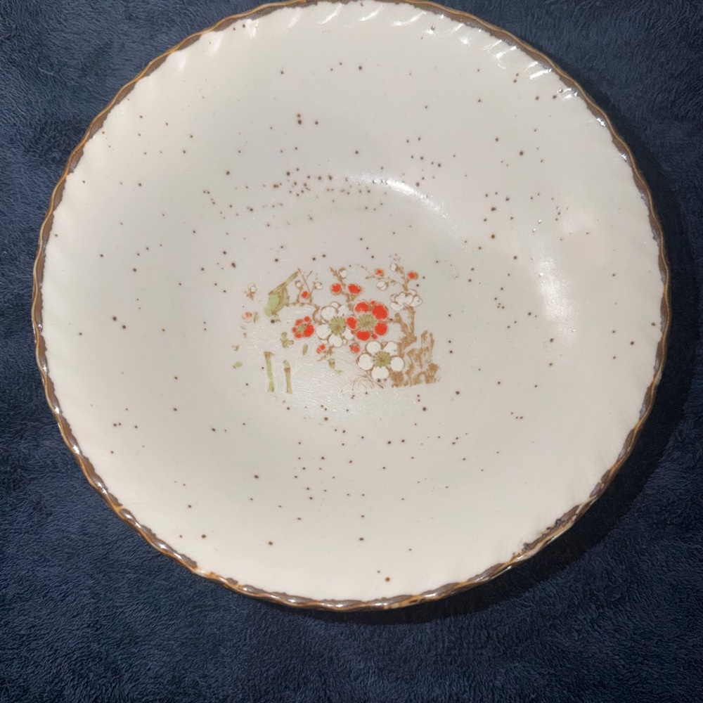 Vintage Otagiri Japan Floral Speckled Stoneware - One Bowl 2" x 7" - Picture 1 of 3
